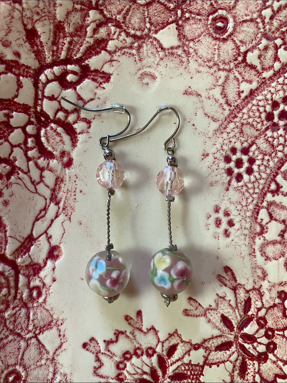 💐Floral💐Glass Bead Drop Earrings
